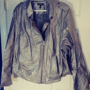 Silver metallic moto jacket